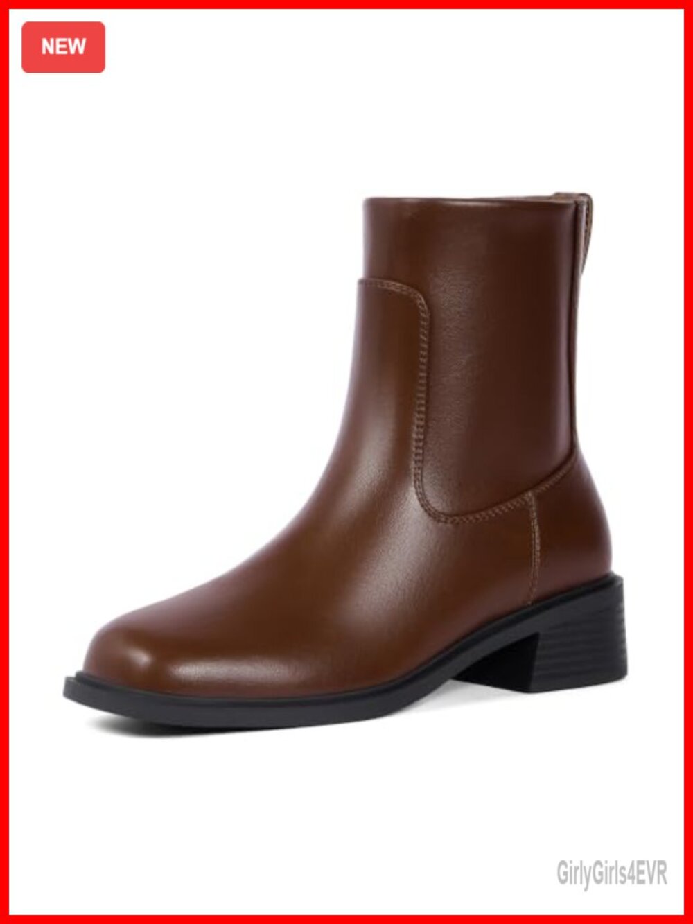 Square Toe Low Block Heel Ankle Booties Faux Leather Stretch Fit